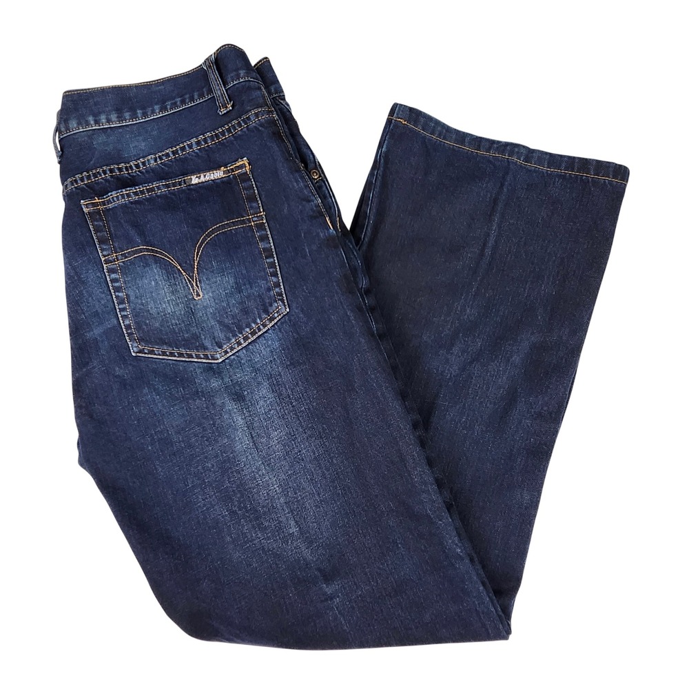LA Cable Jeans Mens 38 Dark Wash Straight Leg‎ 100% Cotton Basic Fit Whiskering